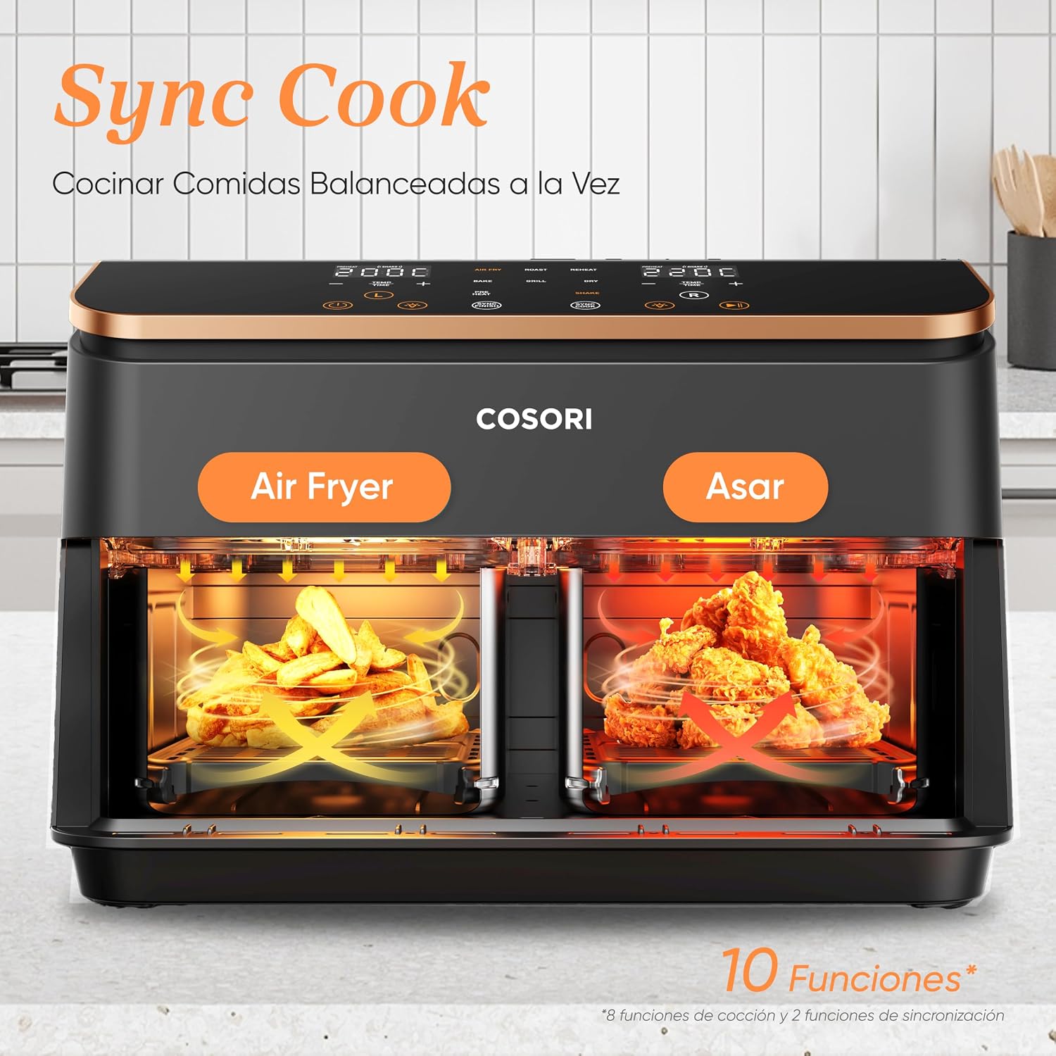 Cosori Freidora de Aire Grande con Doble Cesta 8,5L Air Fryer