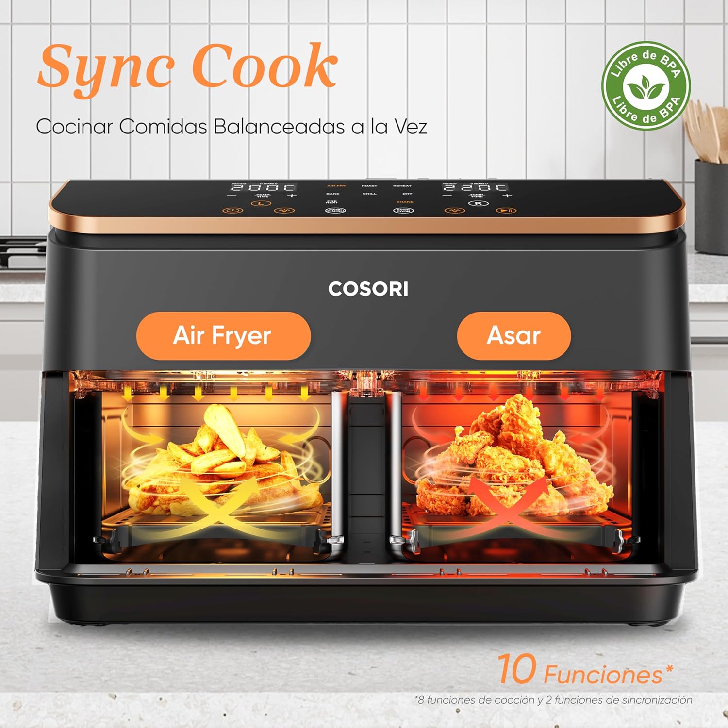 Cosori Freidora de Aire Grande con Doble Cesta 8,5L Air Fryer