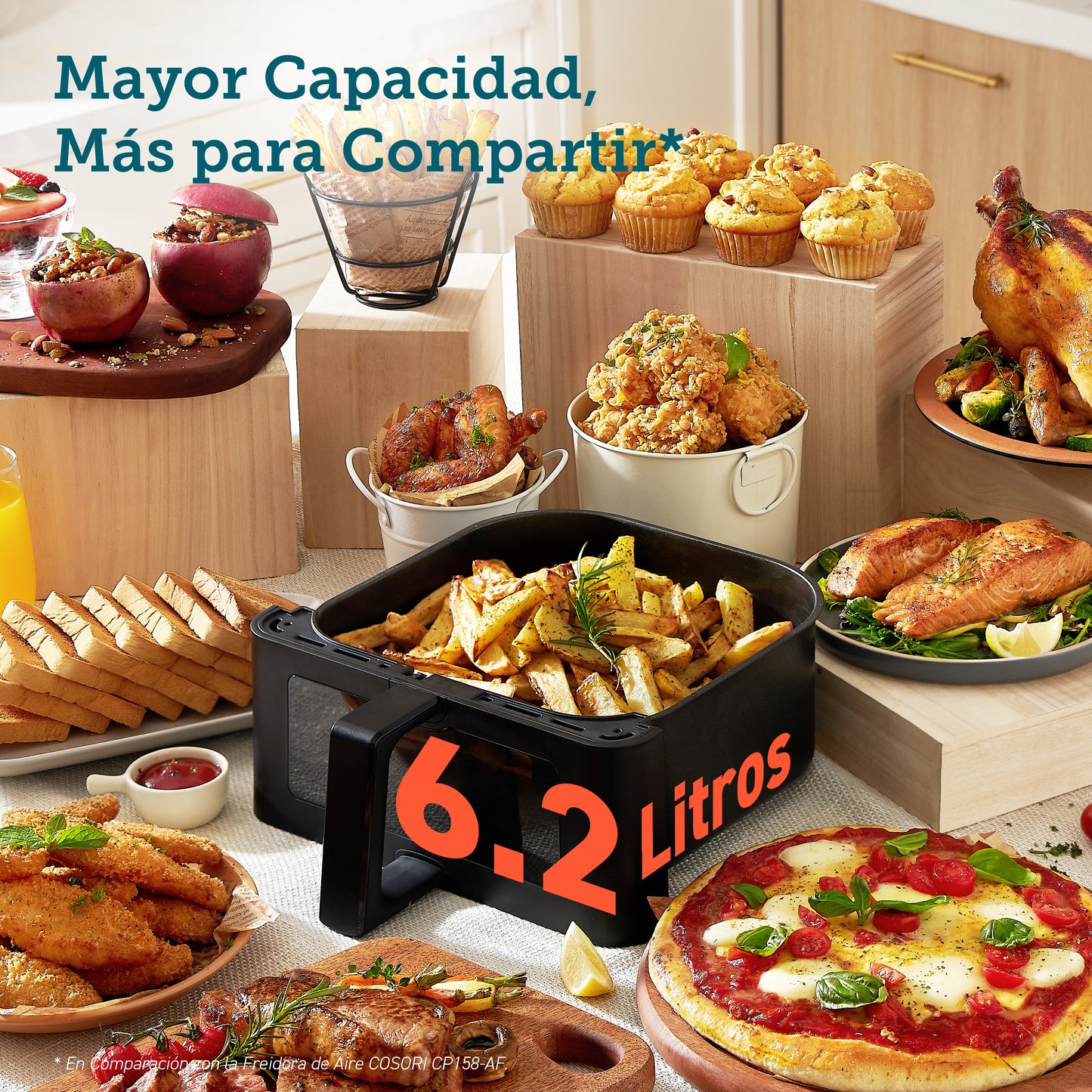 Cosori Freidora de Aire Práctica 6,2L con Ventana Air Fryer