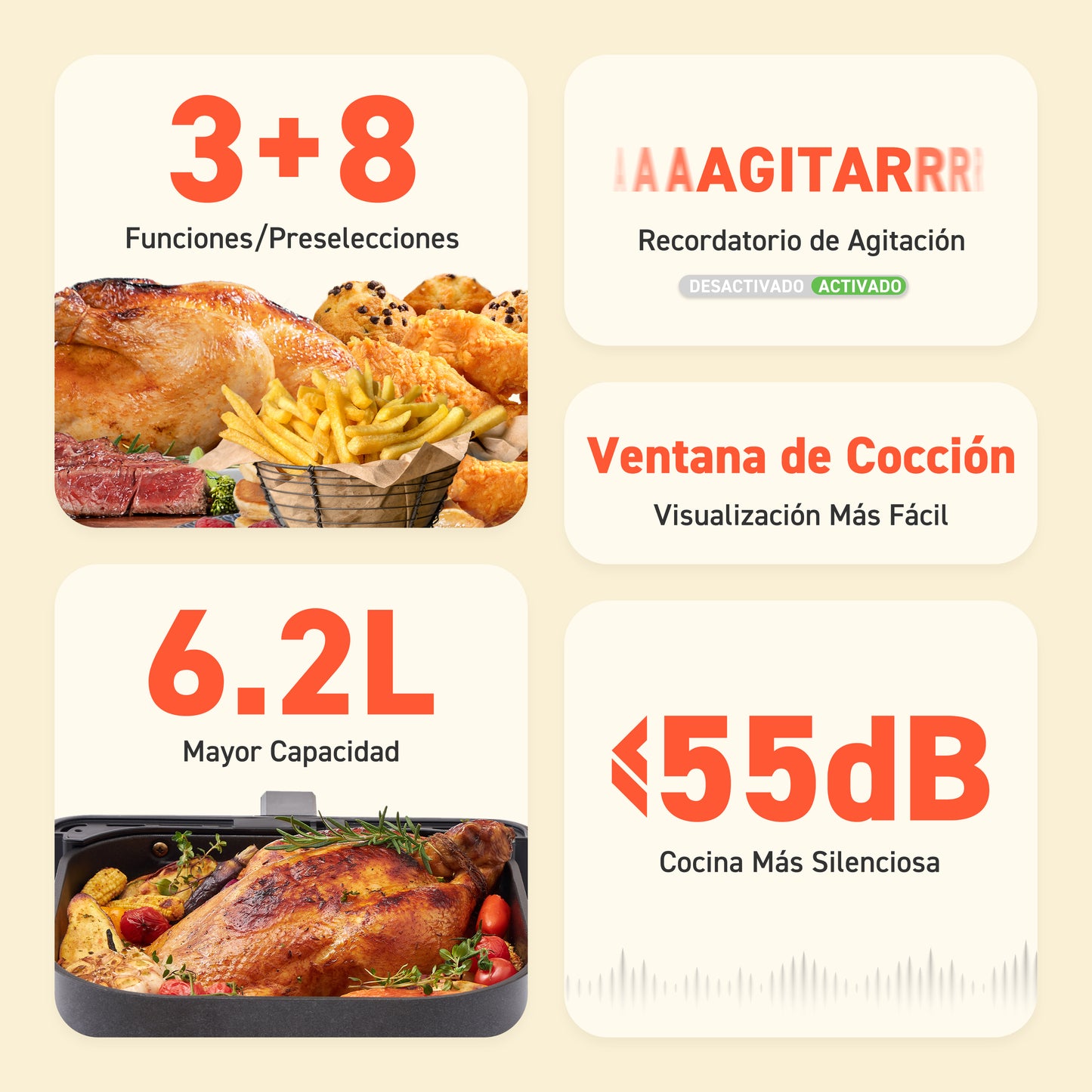 Cosori Freidora de Aire Práctica 6,2L con Ventana Air Fryer