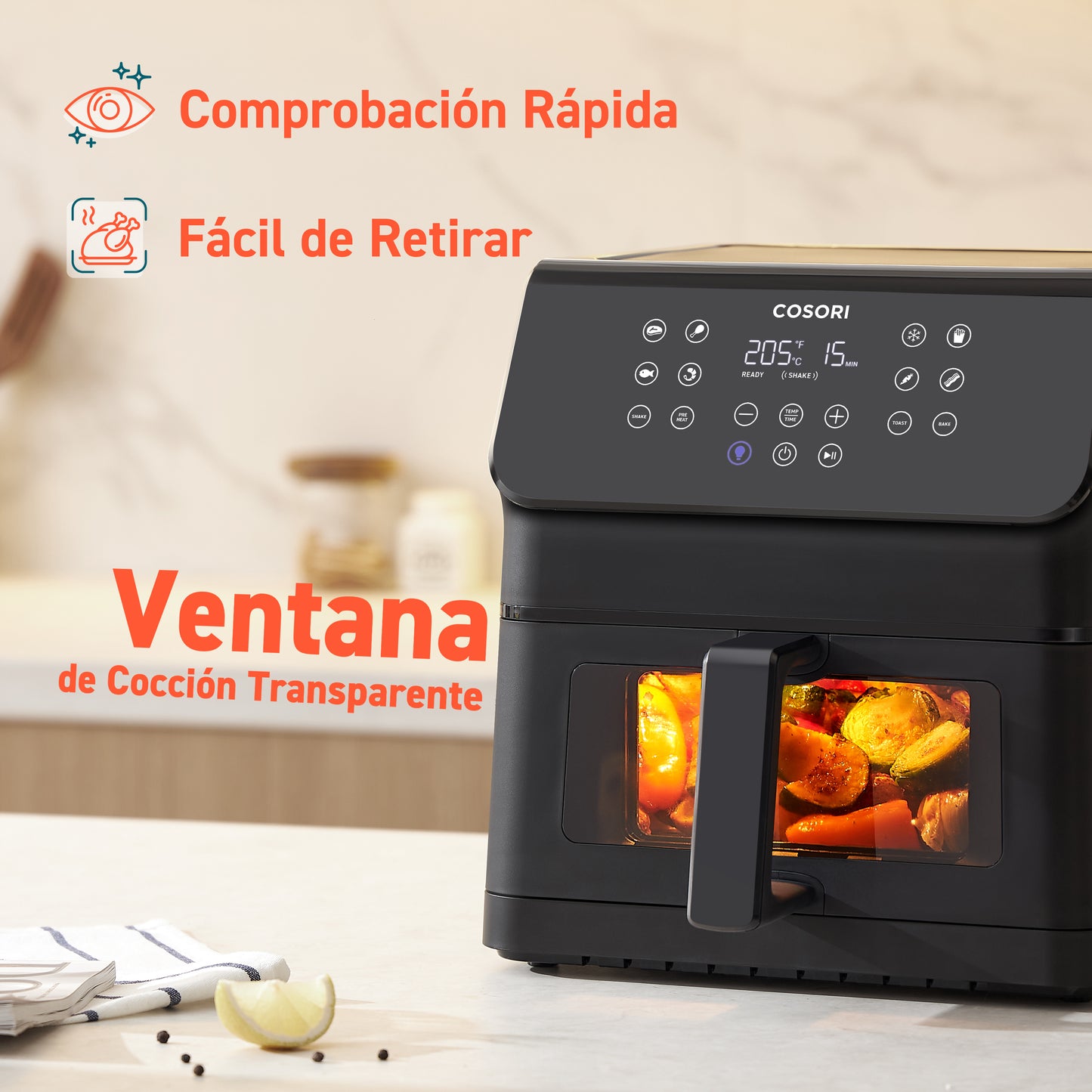 Cosori Freidora de Aire Práctica 6,2L con Ventana Air Fryer