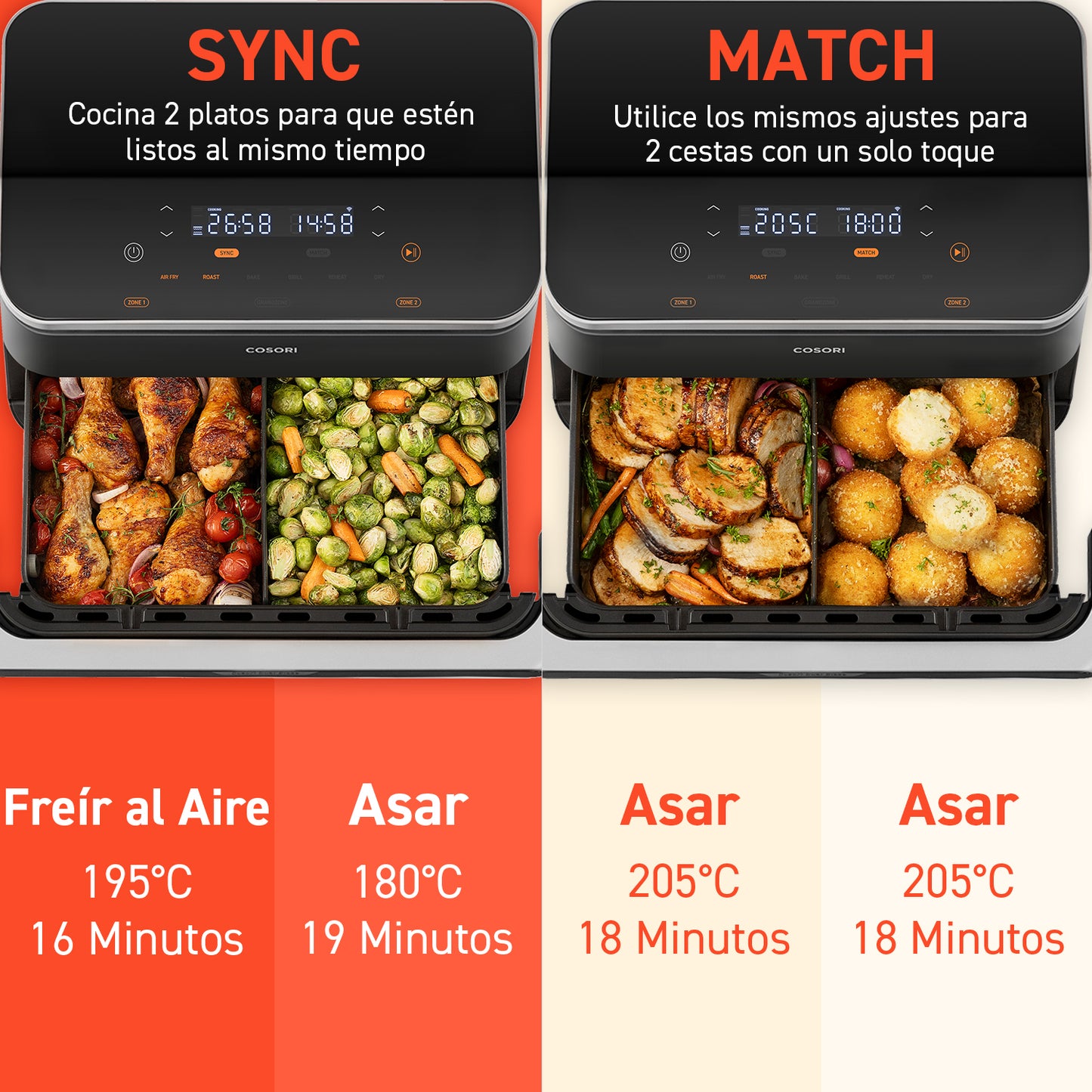 COSORI Freidora de Aire Dual Blaze TwinFry 10L Air Fryer