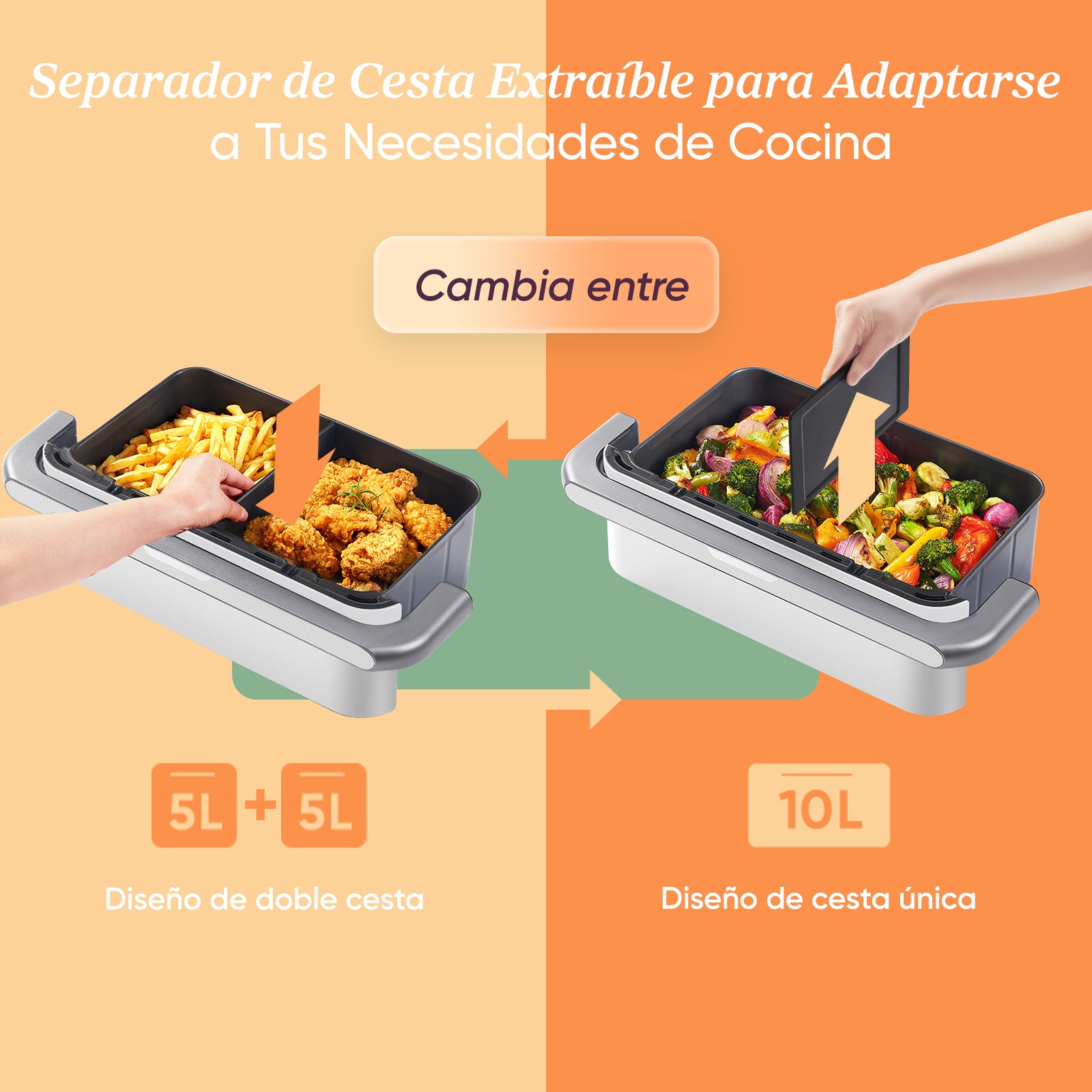 Cosori Freidora de Aire Dual Blaze TwinFry 10 L-Air Fryer Blanca
