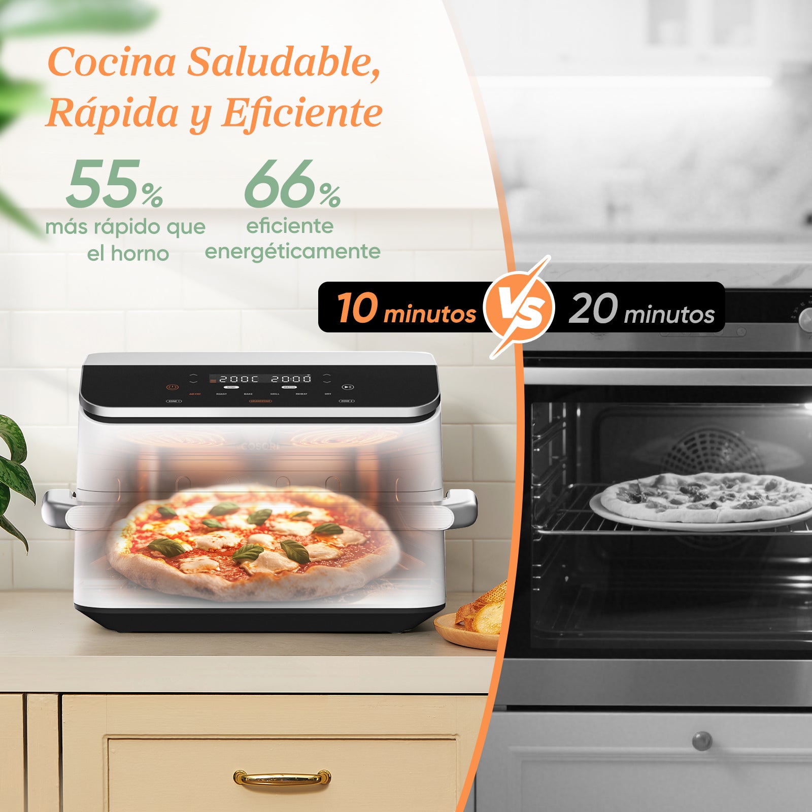 Cosori Freidora de Aire Dual Blaze TwinFry 10 L-Air Fryer Blanca