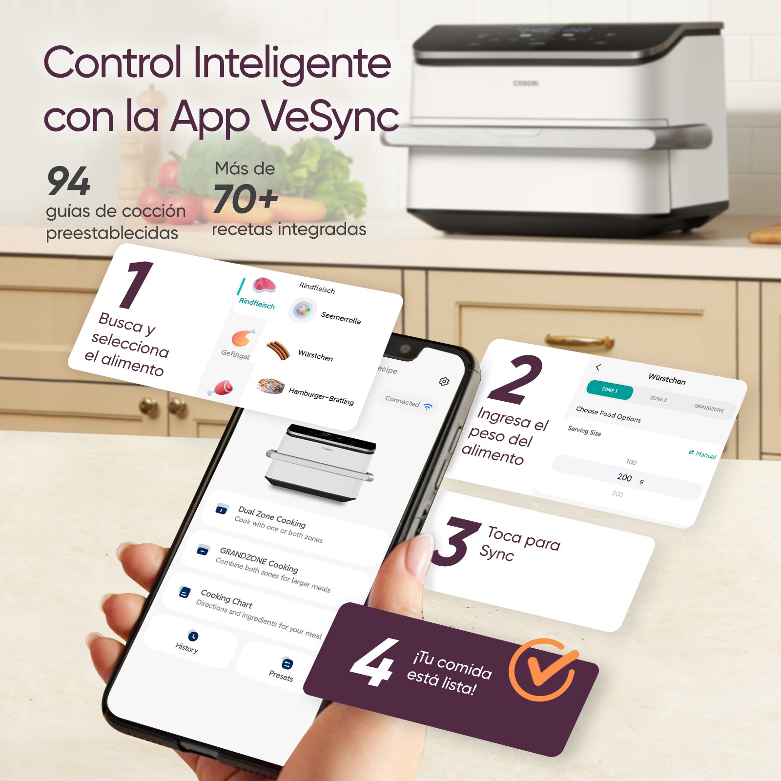 Cosori Freidora de Aire Dual Blaze TwinFry 10 L-Air Fryer Blanca