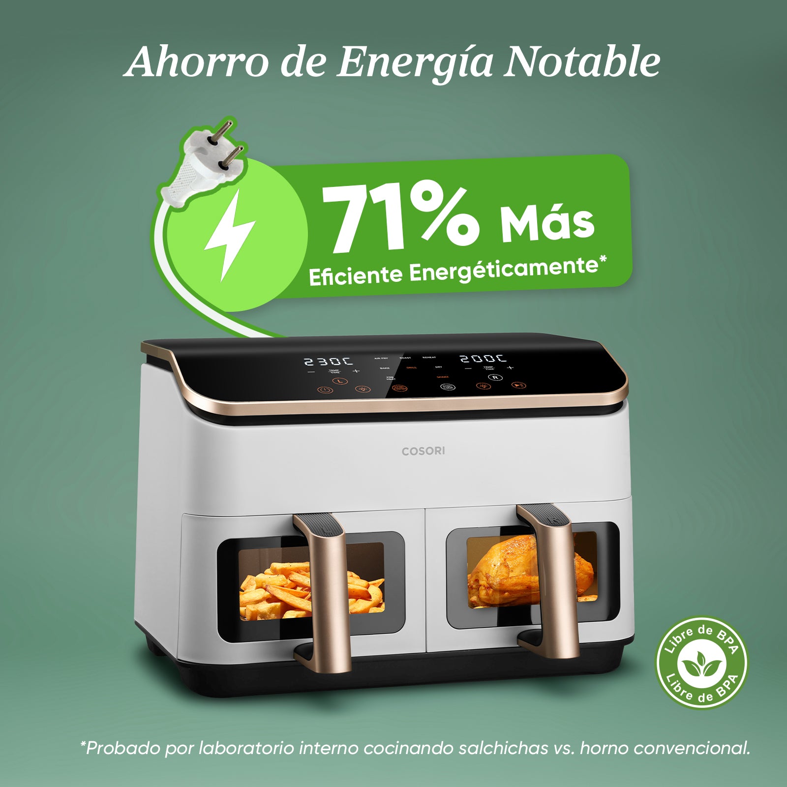 Cosori Freidora de Aire Grande con Doble Cesta 8,5L Air Fryer Blanca