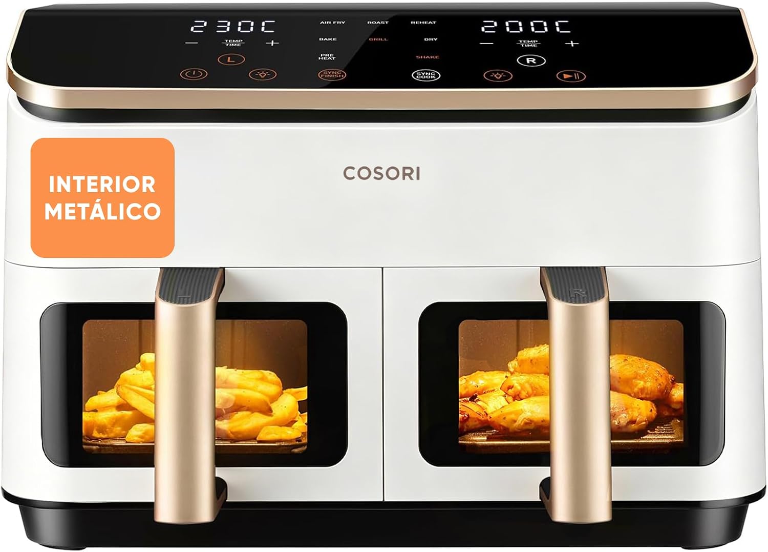 Cosori Freidora de Aire Grande con Doble Cesta 8,5L Air Fryer Blanca