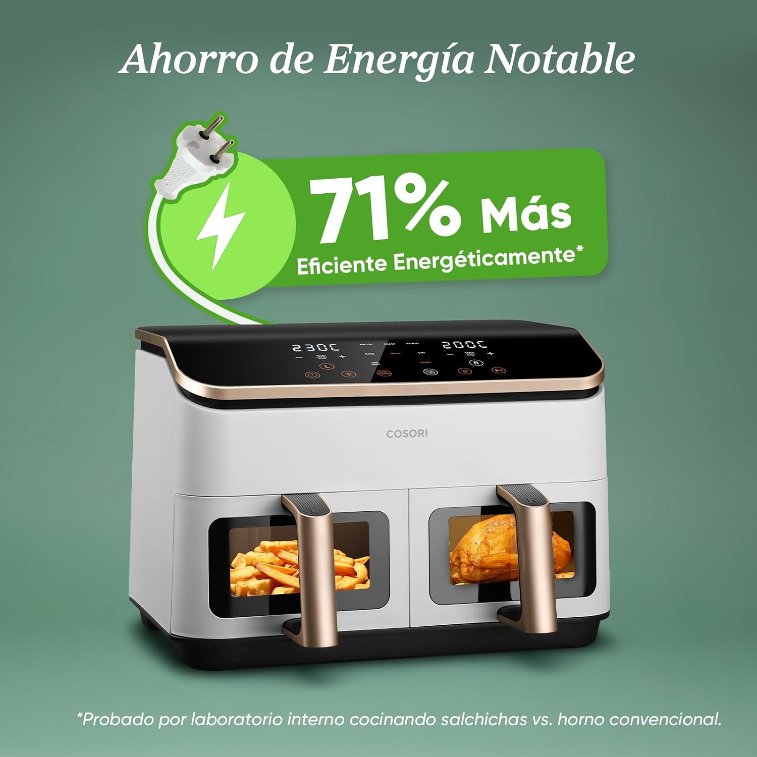 Cosori Freidora de Aire Grande con Doble Cesta 8,5L Air Fryer Blanca