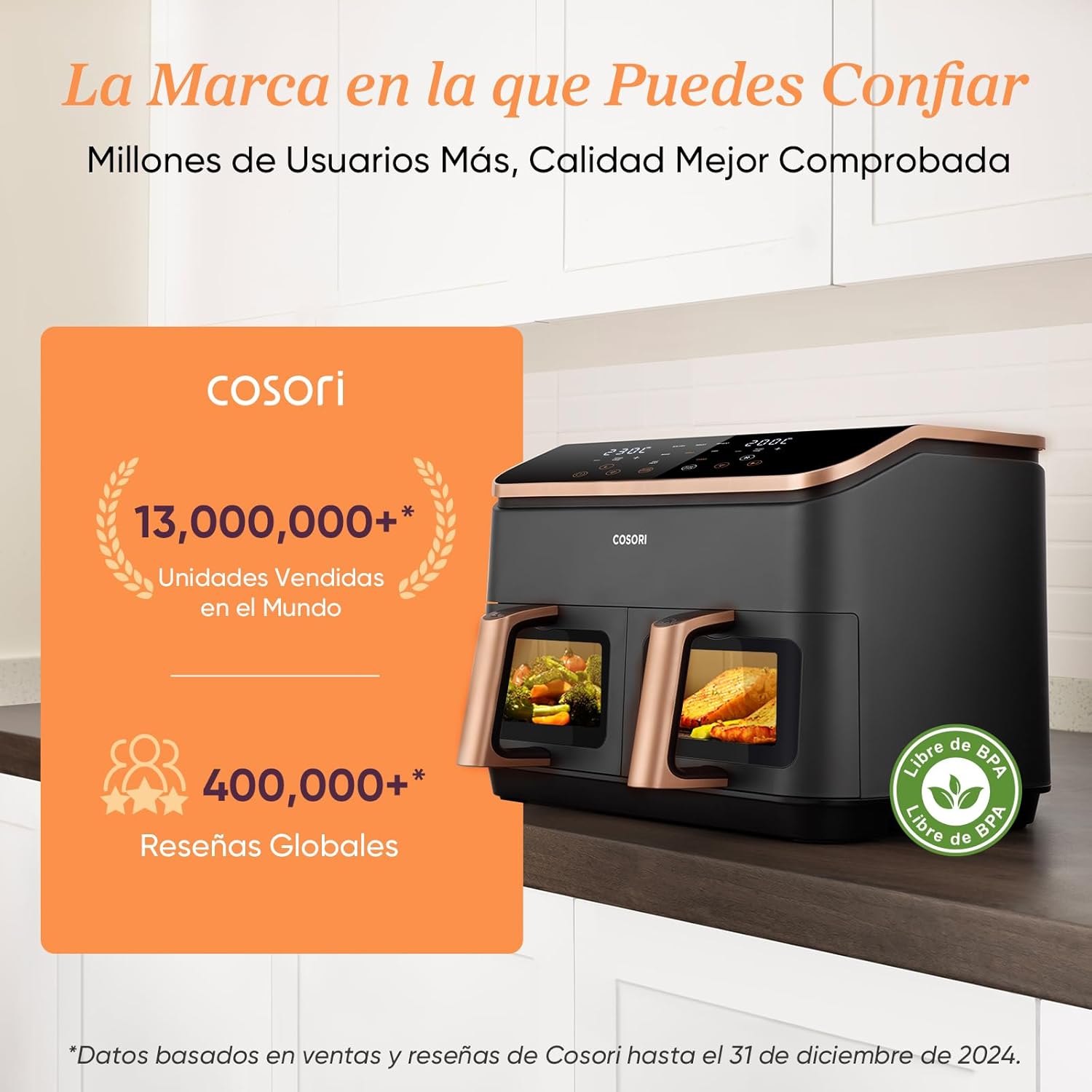 Cosori Freidora de Aire Grande con Doble Cesta 8,5L Air Fryer