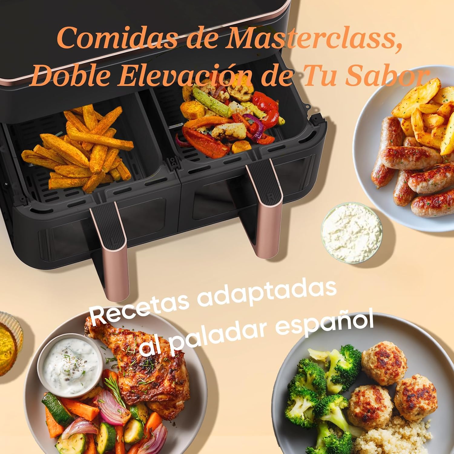 Cosori Freidora de Aire Grande con Doble Cesta 8,5L Air Fryer