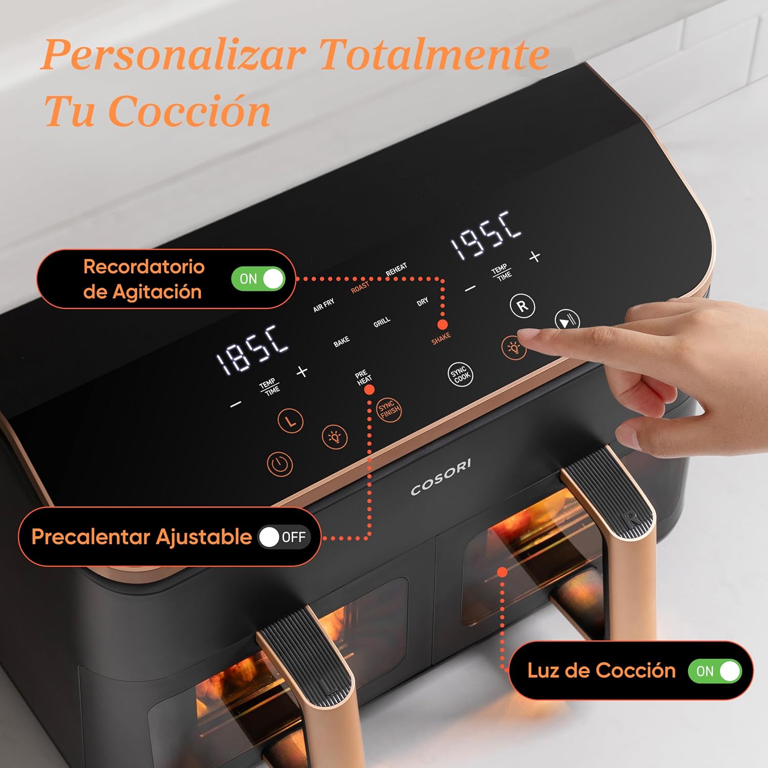Cosori Freidora de Aire Grande con Doble Cesta 8,5L Air Fryer