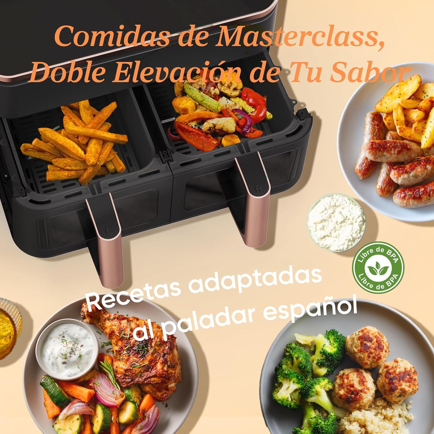 Cosori Freidora de Aire Grande con Doble Cesta 8,5L Air Fryer