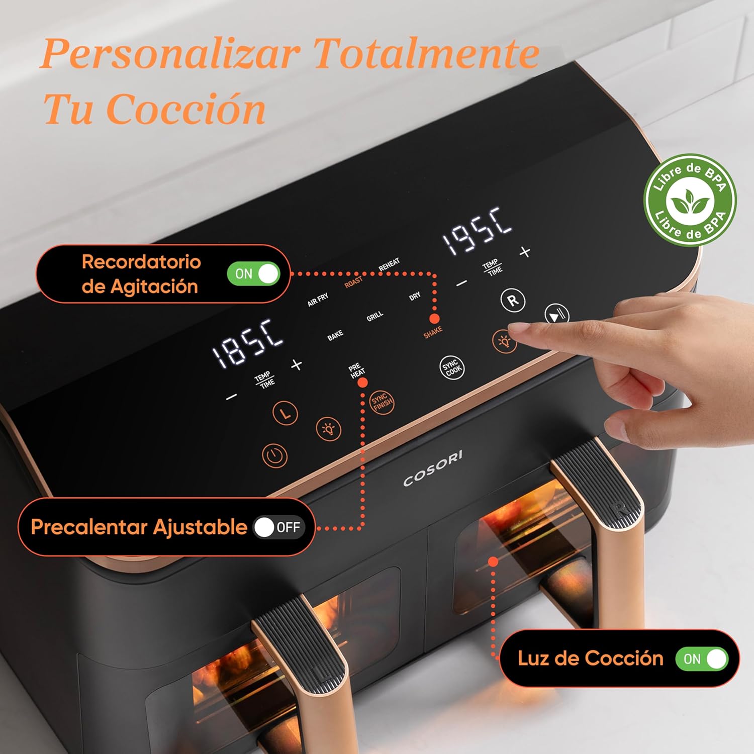 Cosori Freidora de Aire Grande con Doble Cesta 8,5L Air Fryer