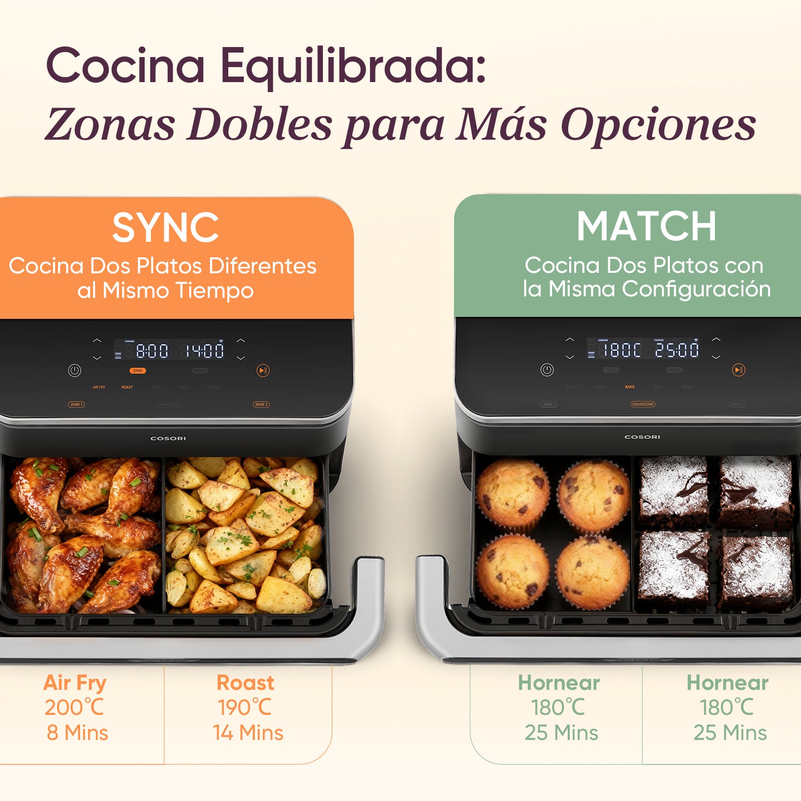 COSORI Freidora de Aire Dual Blaze TwinFry 10L Air Fryer