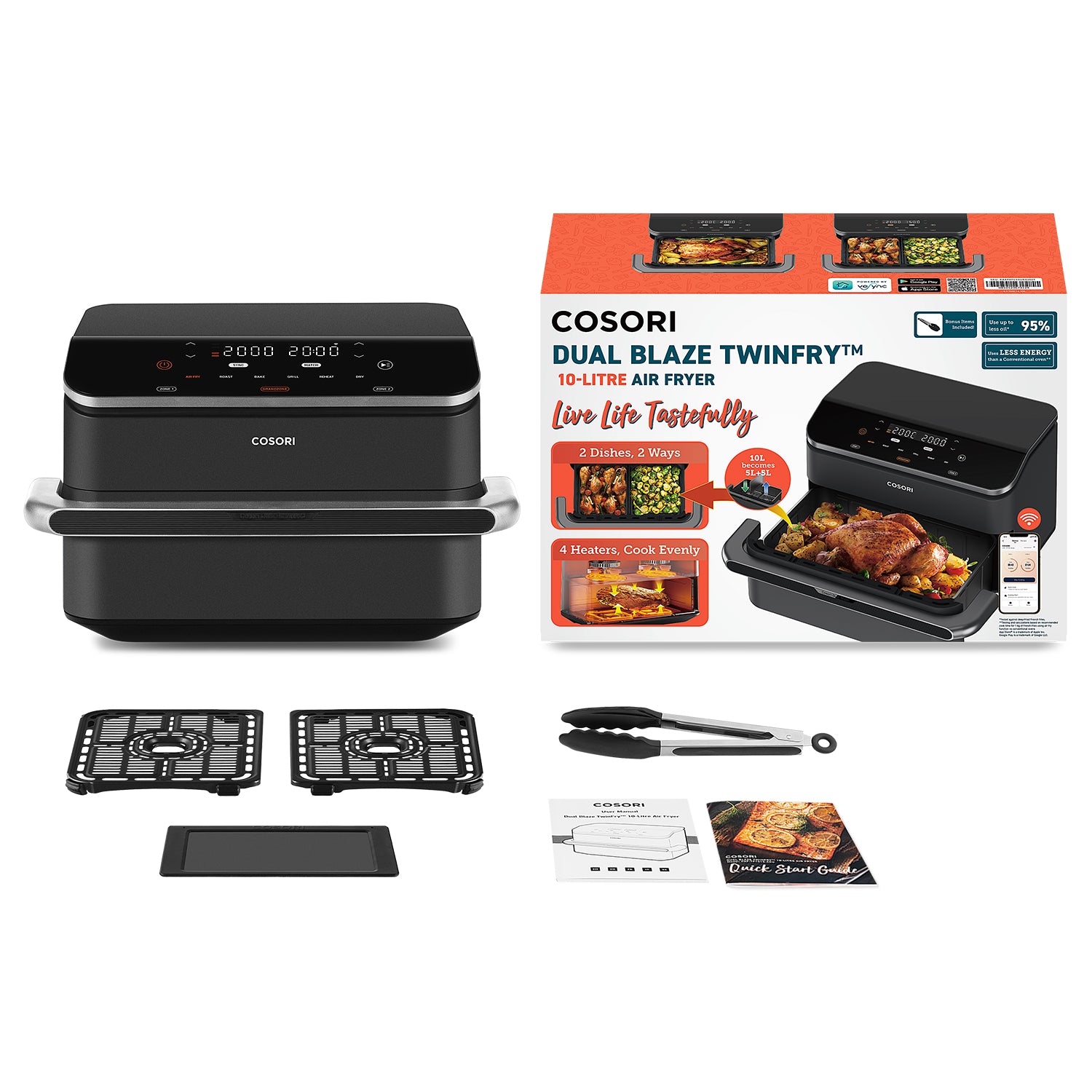 COSORI Freidora de Aire Dual Blaze TwinFry 10L Air Fryer