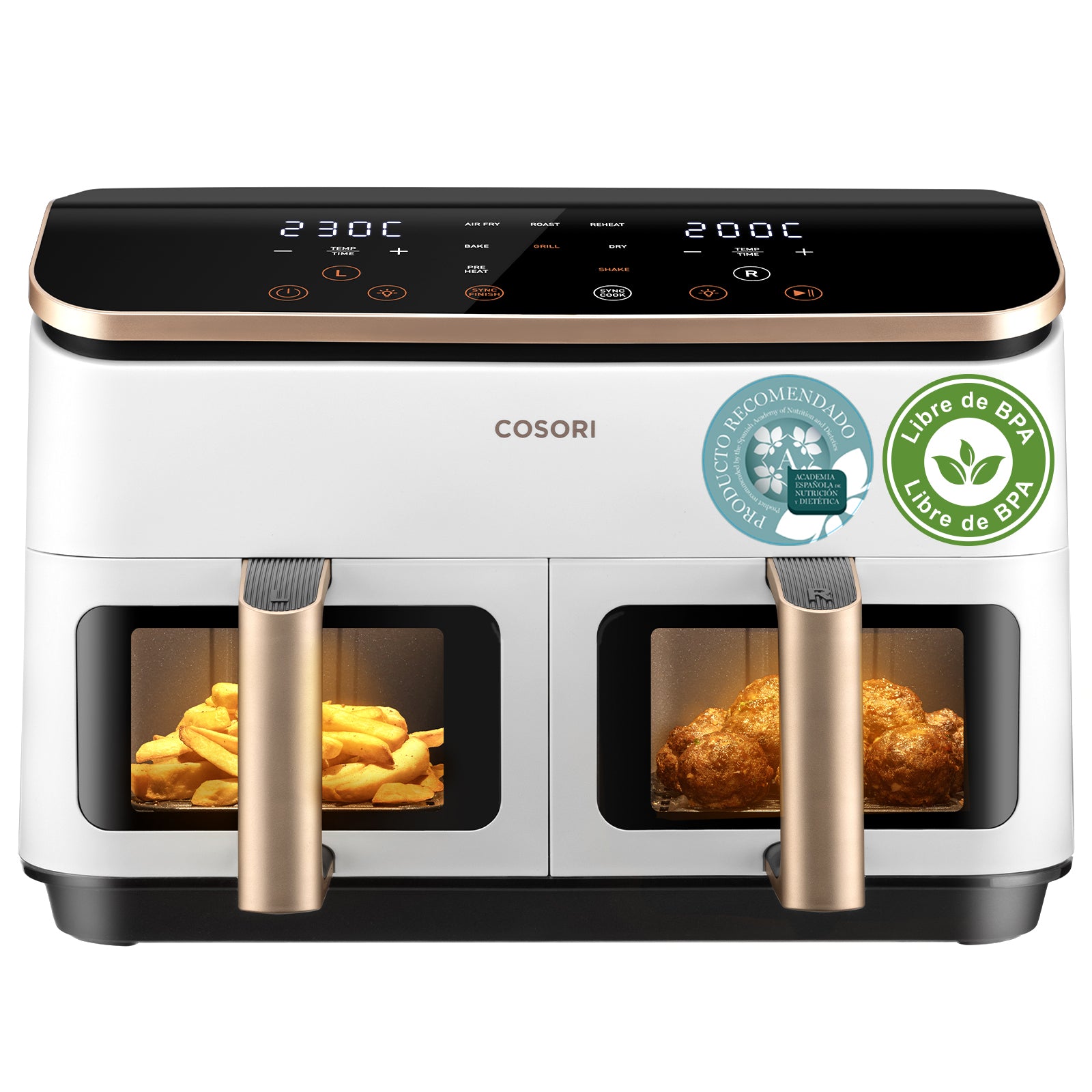 Cosori Freidora de Aire Grande con Doble Cesta 8,5L Air Fryer Blanca