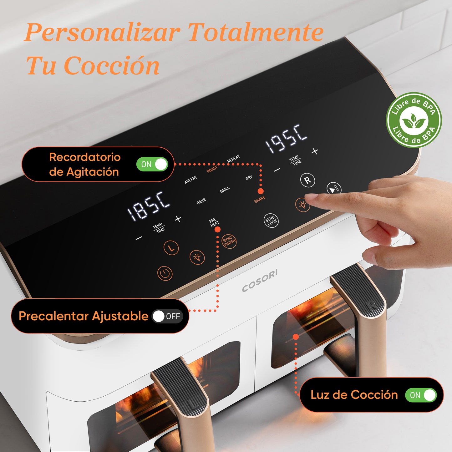 Cosori Freidora de Aire Grande con Doble Cesta 8,5L Air Fryer