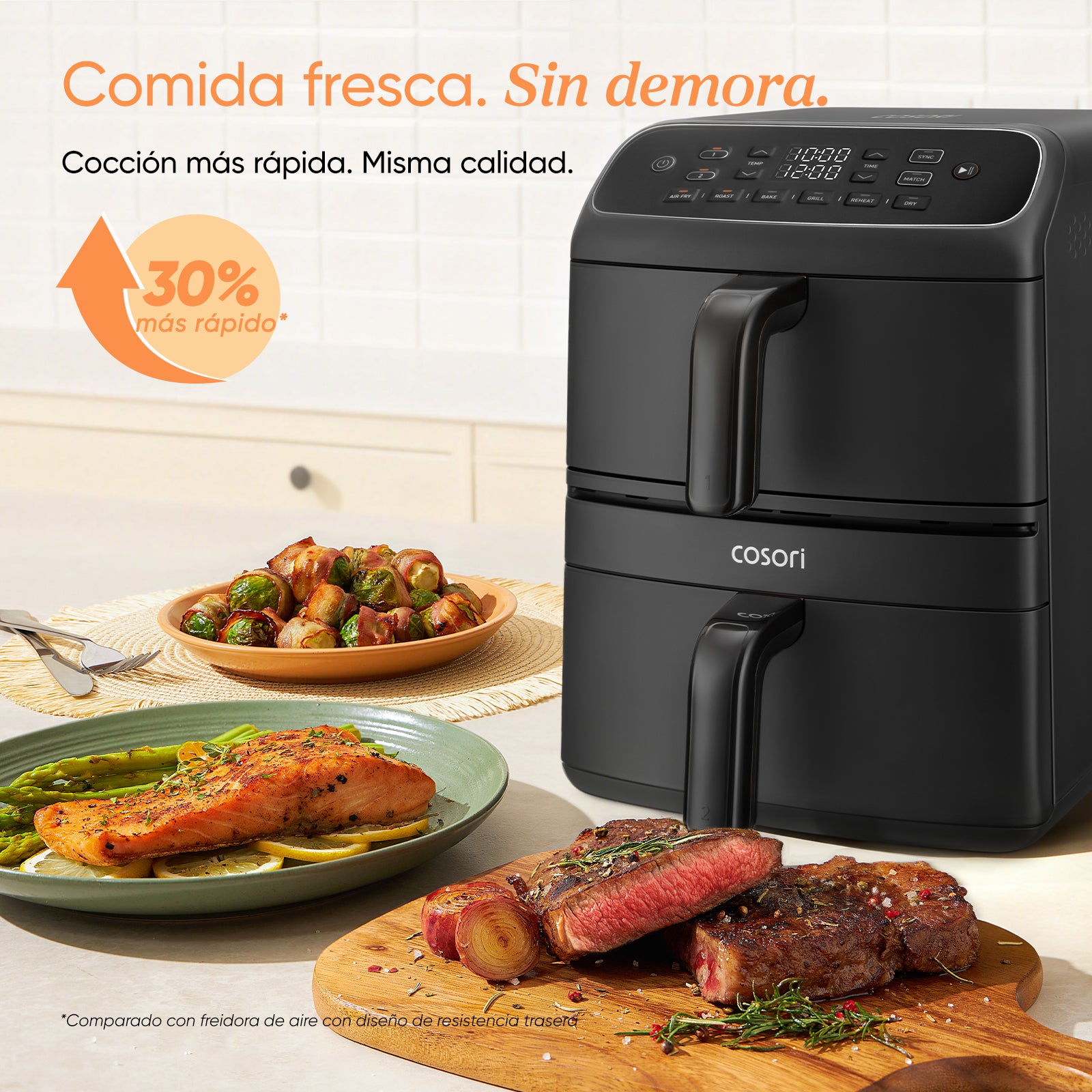 Cosori Freidora de aire Turbo Tower Compacto 8,6 Litros