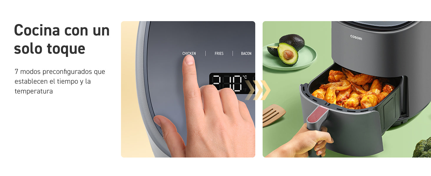 Cocina con un solo toque  7 modos preconfigurados que establecen el tiempo y la temperatura
