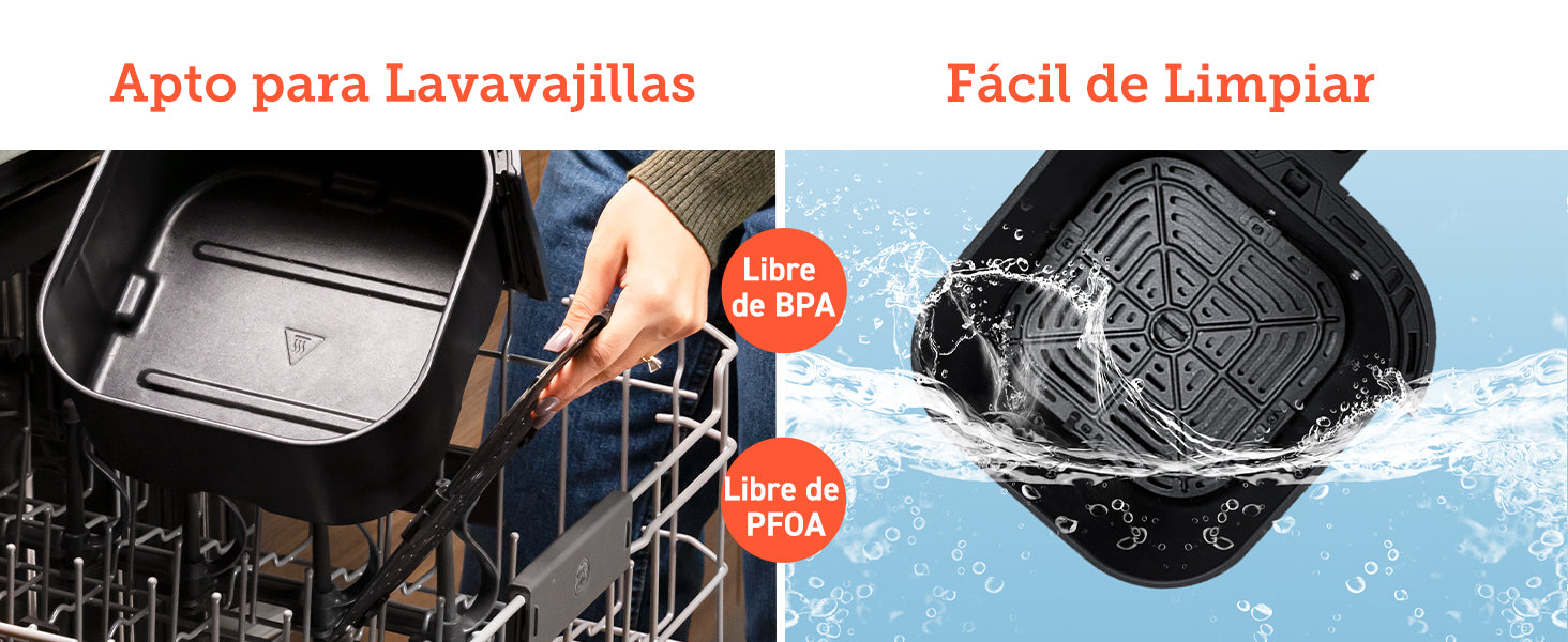 Apto para Lavavajillas  Fácil de Limpiar    Libre de BPA  Libre de PFOA
