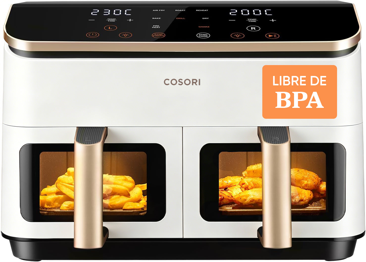 Cosori Freidora de Aire Grande con Doble Cesta 8,5L Air Fryer Blanca